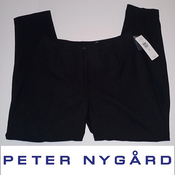 Peter Nygard Pants - Peter Nygard Crepe Essential High Rise Slack, Black, Pockets 30" inseam